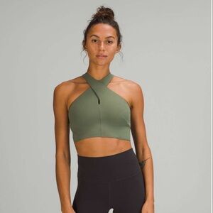 Lululemon Nulu Wrap-Front Longline Bra in Green Twill | Size 6